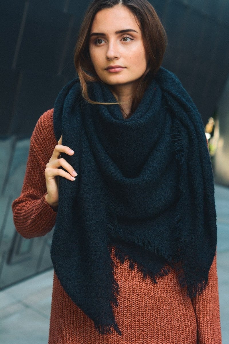 Cozy Mohair Scarves For Women, Solid Color Winter Scarf