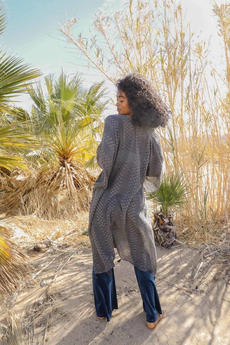 Charcoal Black Kimonos Lightweight Kimono Duster Cardigan