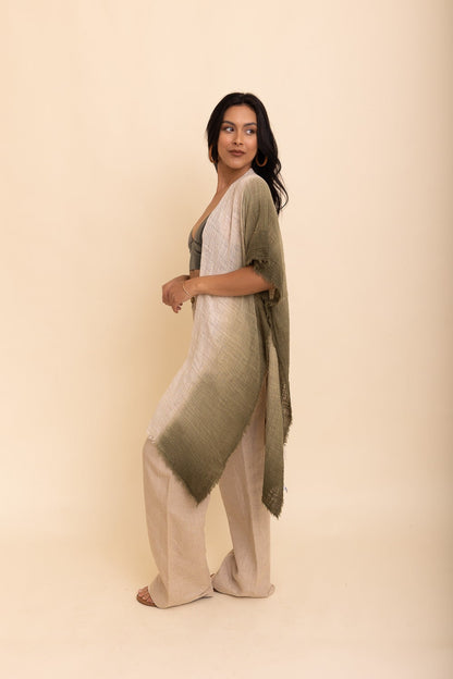Cotton Taupe Ombre Kimono Duster, Solid Color Kimonos