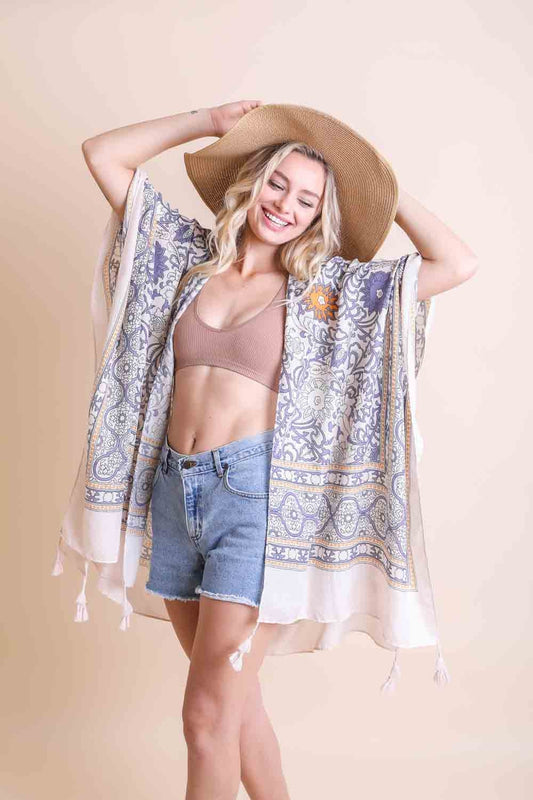 Ivory Tassel Boho Kimono Duster