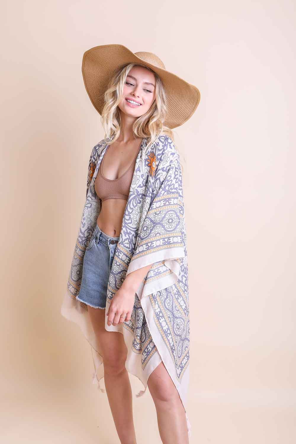 Ivory Tassel Boho Kimono Duster