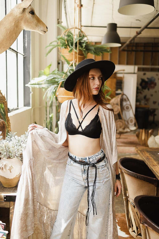 Long Kimono Duster with Paisley Pattern