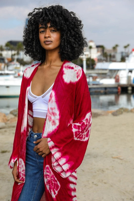 Tie Dye Long Kimono Duster