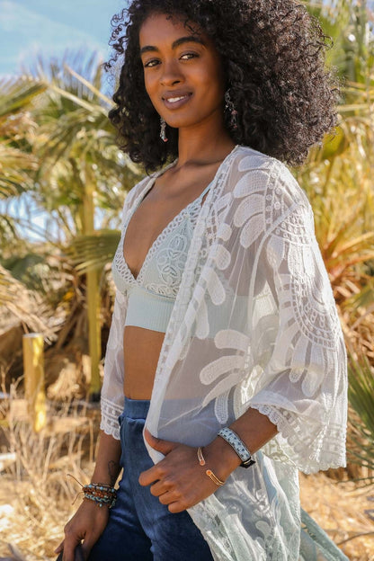 Flower Lace Kimono Duster Crochet Lace