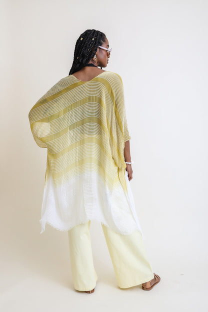 Yellow Beach Cover Up Striped Lightweight Kimono Cardigan Beach Cardigan