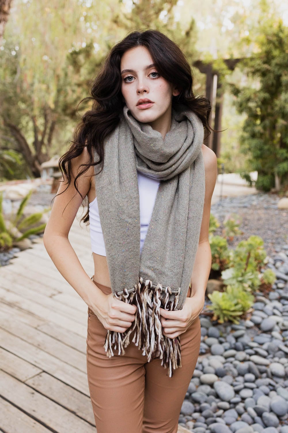 Bohemian Tassel Scarf Wrap Cobalt Blue Winter Scarves Shawl for Women Purple Ombre Scarf
