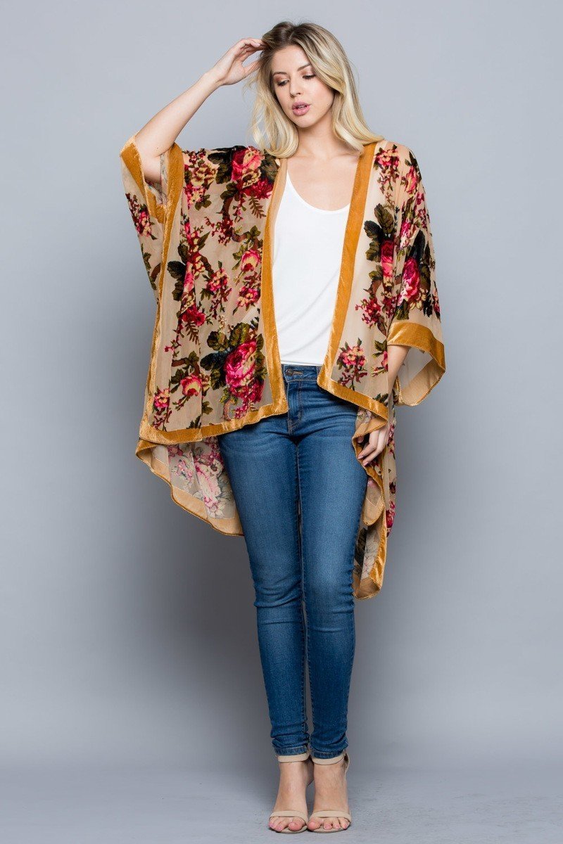 Autumn Velvet Burnout Kimono