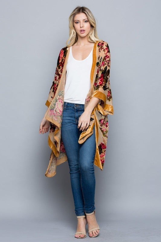 Autumn Velvet Burnout Kimono