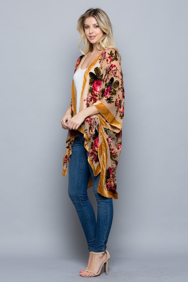 Autumn Velvet Burnout Kimono