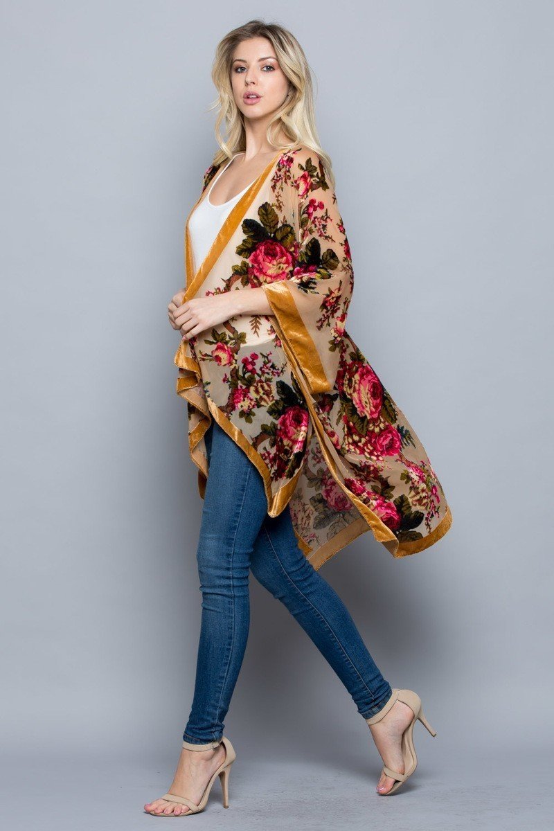 Autumn Velvet Burnout Kimono
