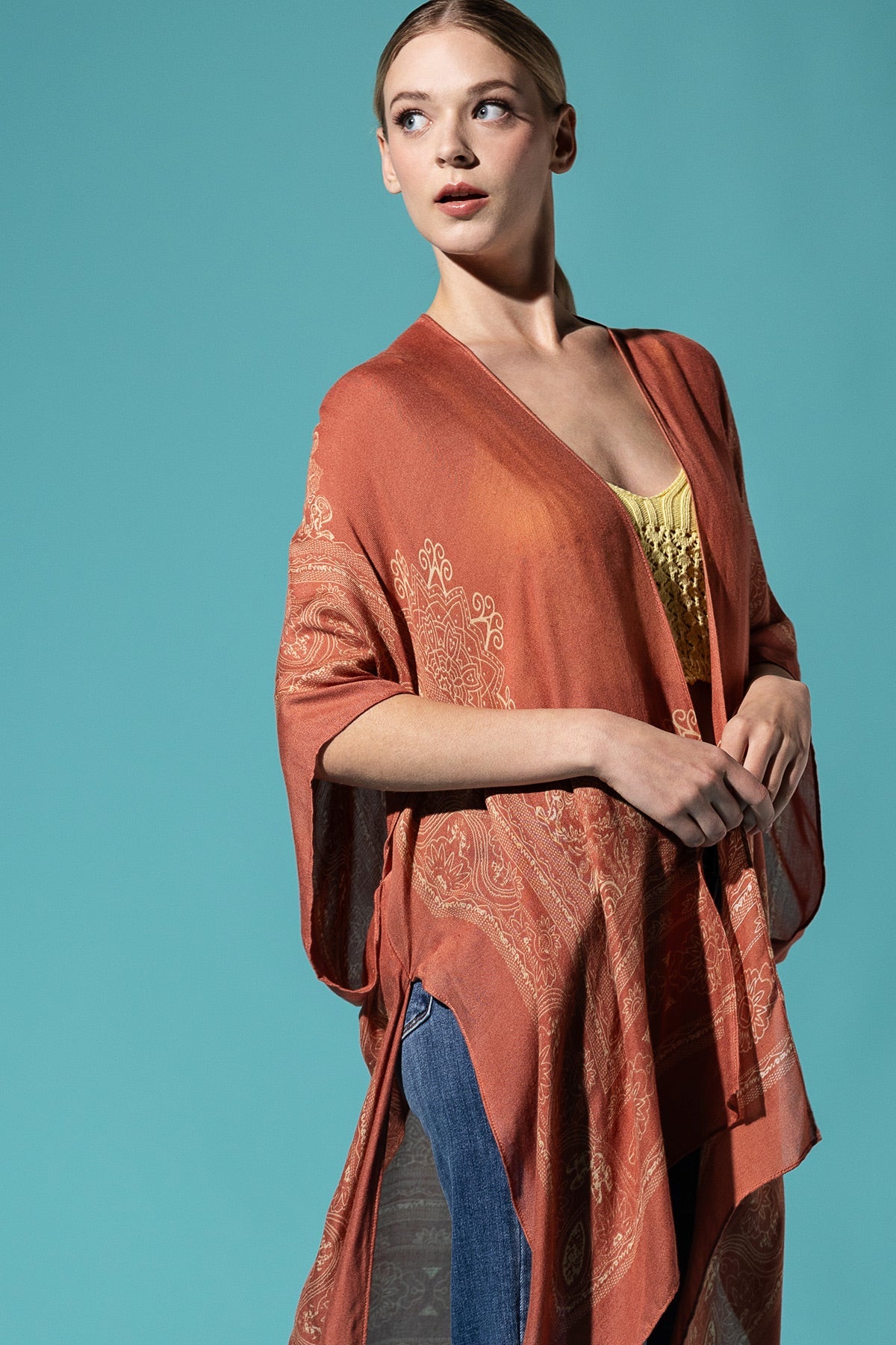 mandala print kimono