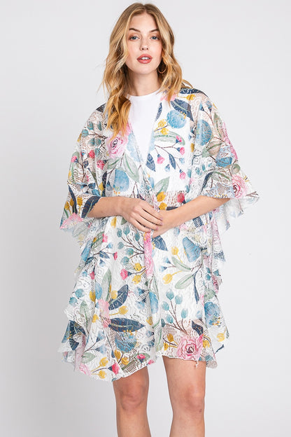 Ruffle Floral Kimono Duster