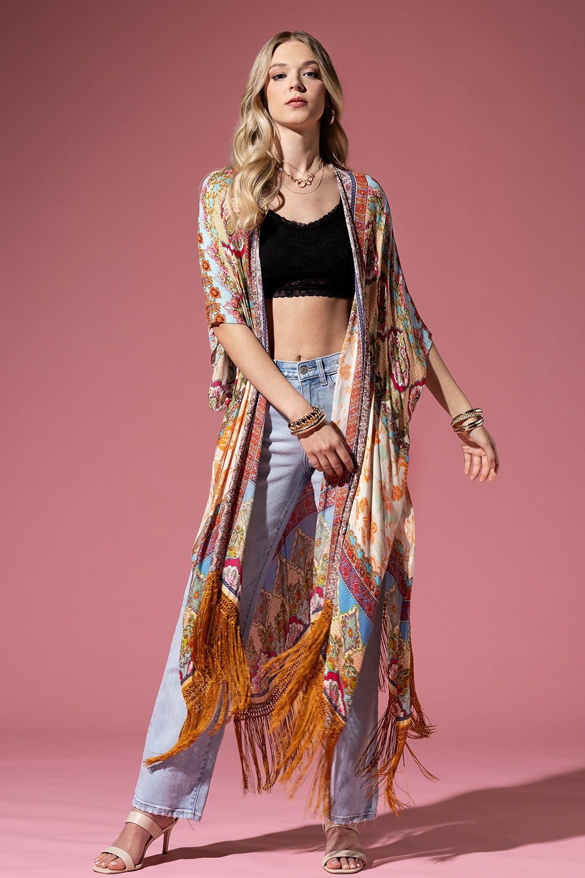 Golden Tassel Kimono Cardigan