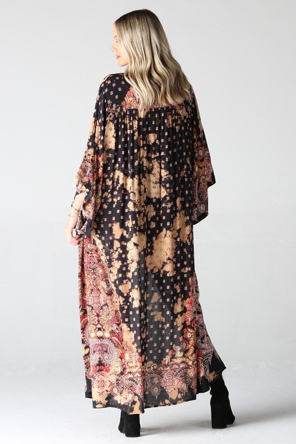 Blue Floral Maxi Long Kimono