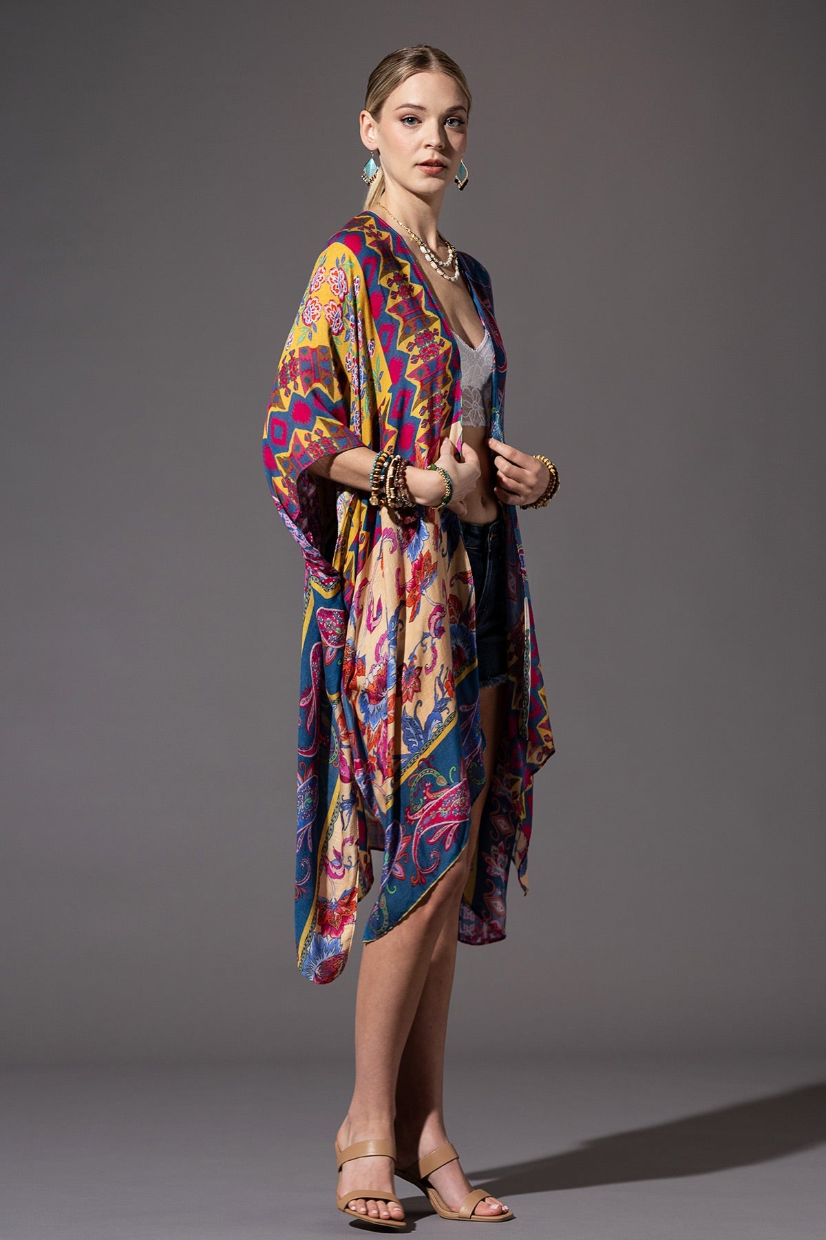 Bohemian Kimono in Indigo Blue & Purple Pink Color