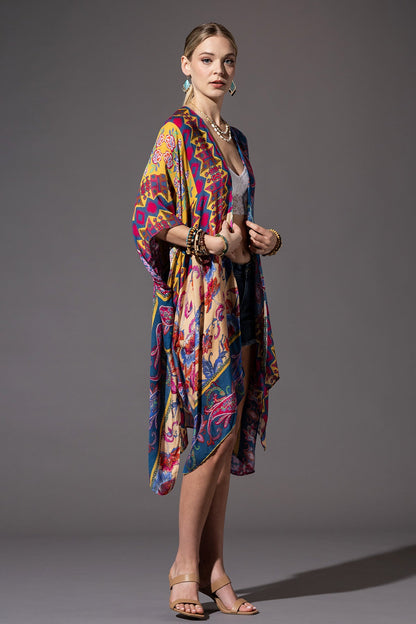 Bohemian Kimono in Indigo Blue & Purple Pink Color