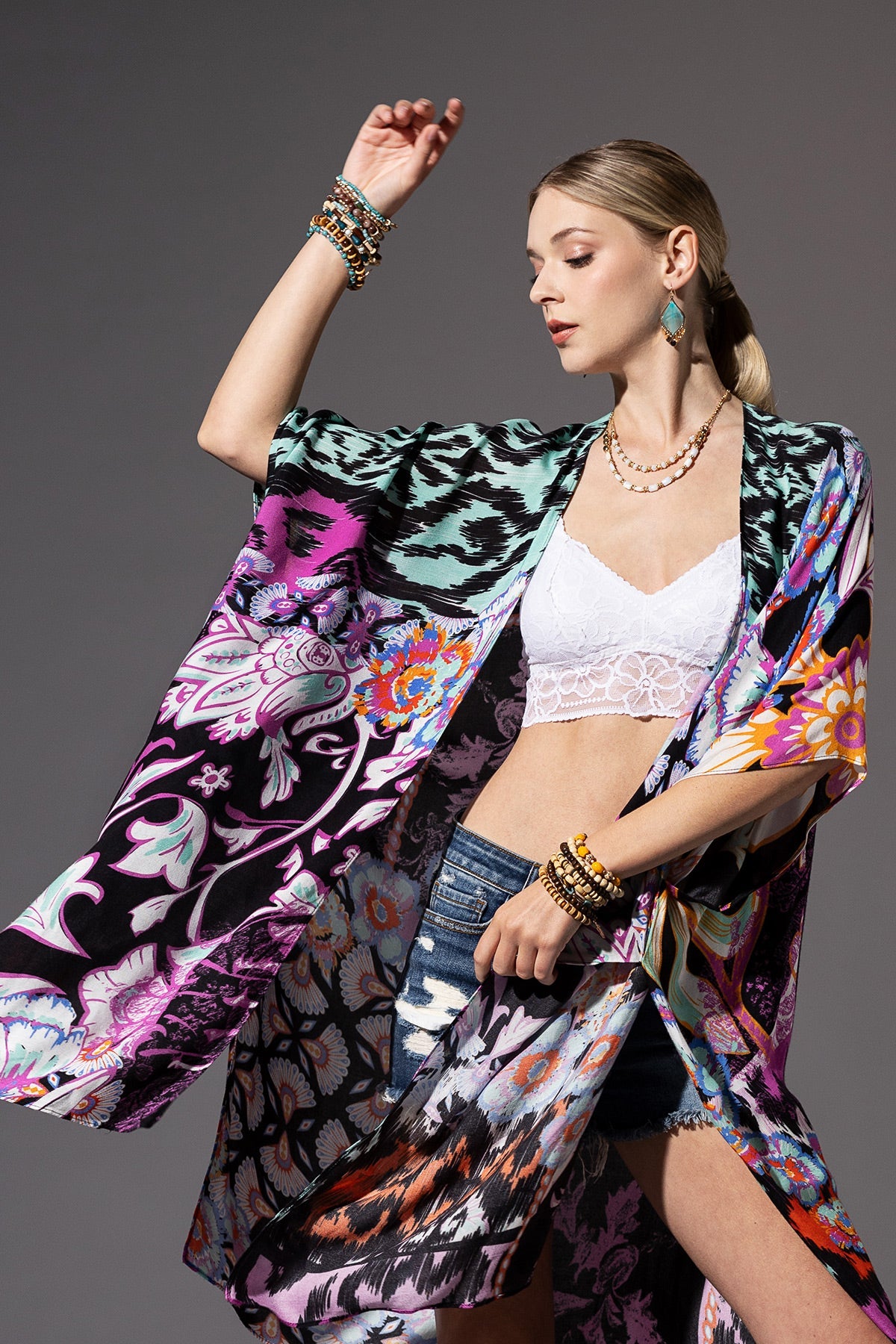 Black Aztec Kimono Duster