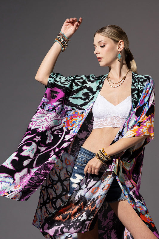 Black Aztec Kimono Duster