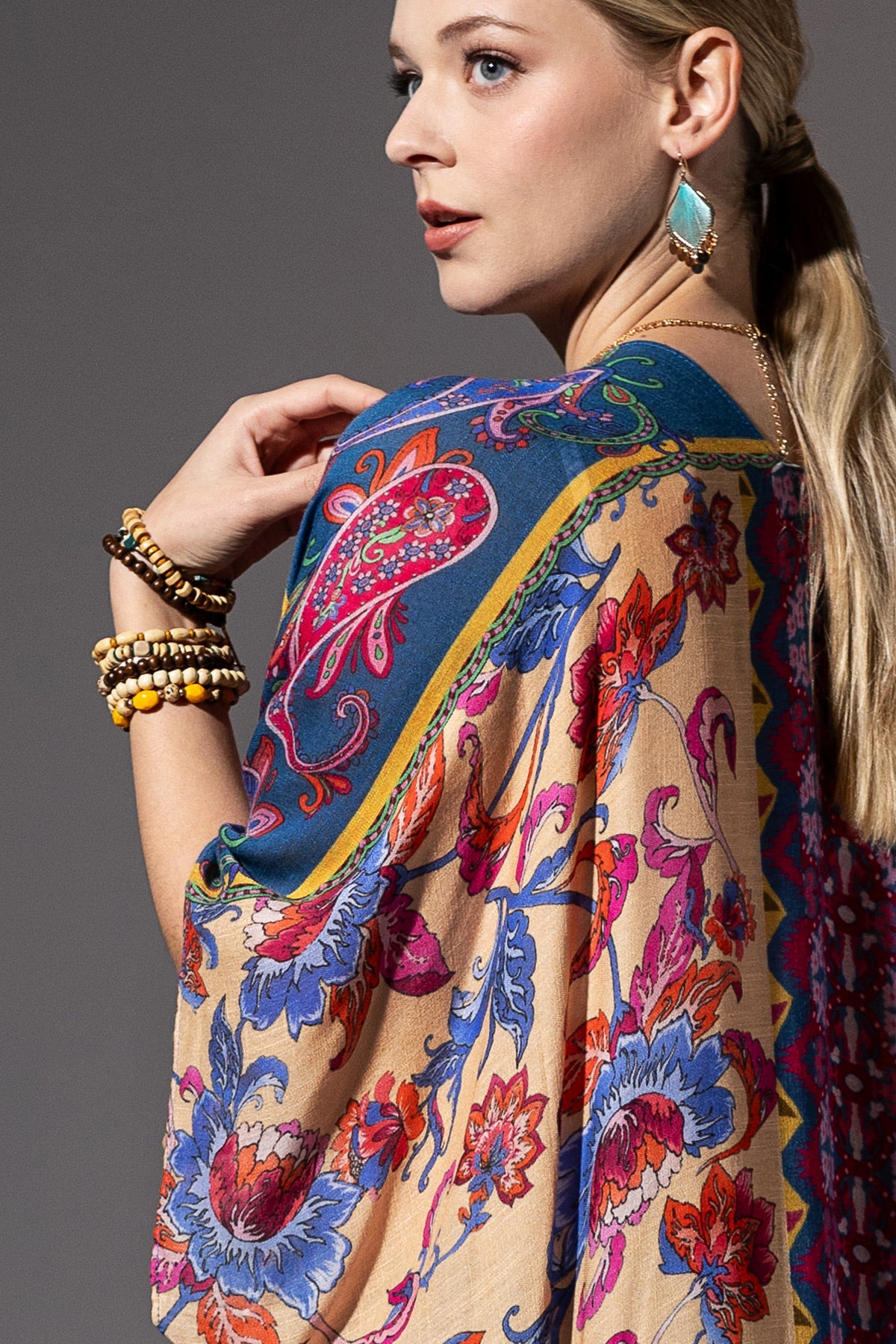 Bohemian Kimono in Indigo Blue & Purple Pink Color
