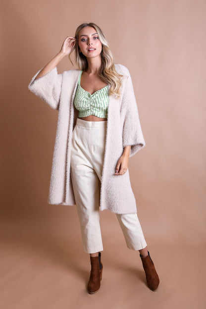 Black Luxe Faux Mohair Cardigan – Cozy Winter Essential