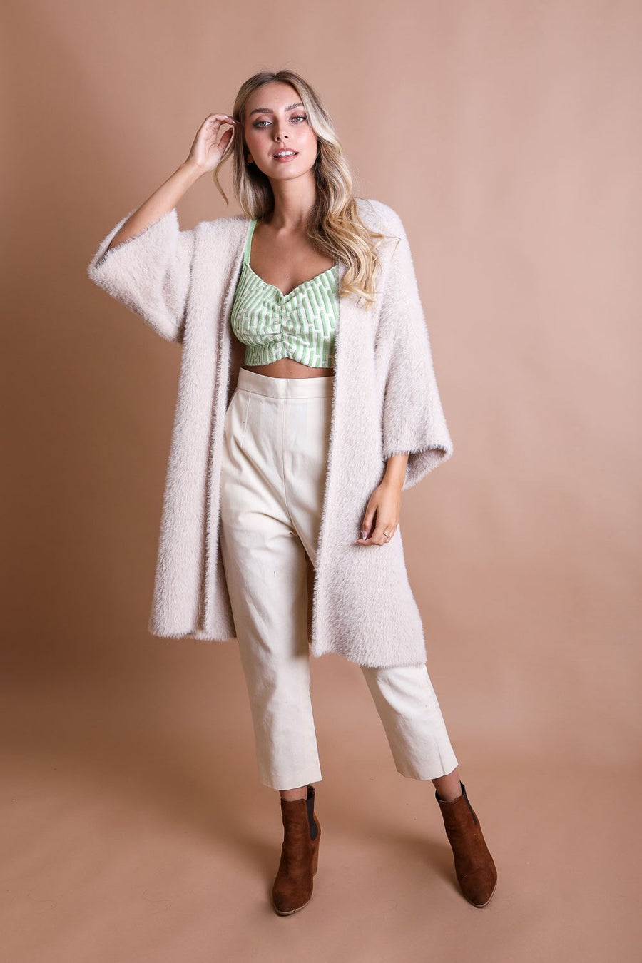 Black Luxe Faux Mohair Cardigan – Cozy Winter Essential