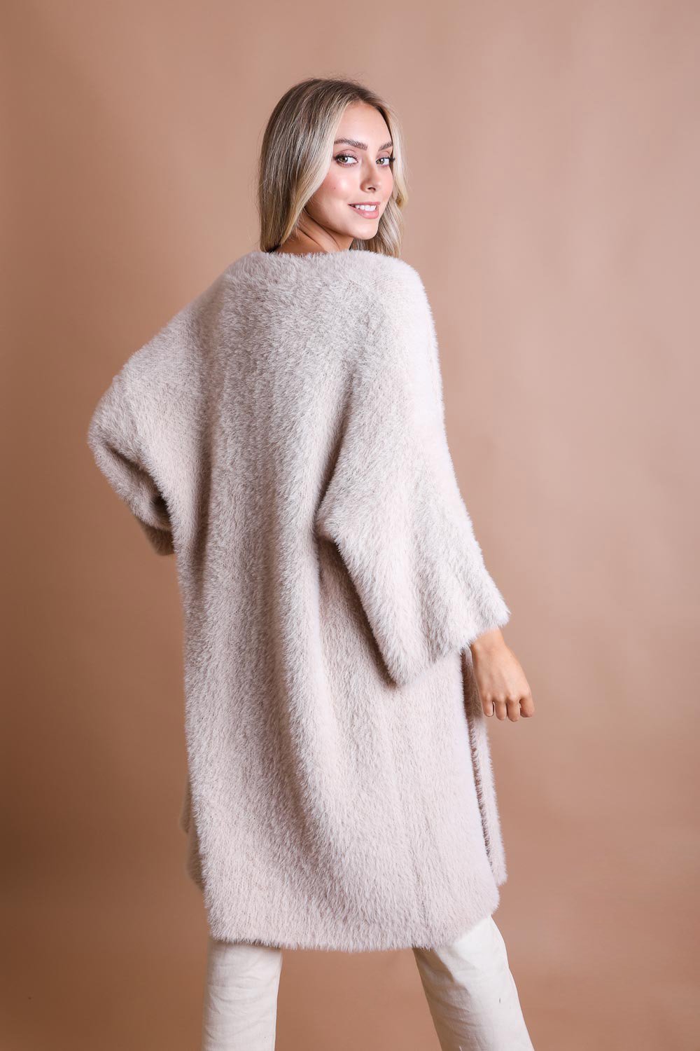 Black Luxe Faux Mohair Cardigan – Cozy Winter Essential