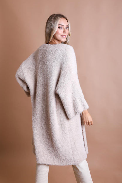 Black Luxe Faux Mohair Cardigan – Cozy Winter Essential