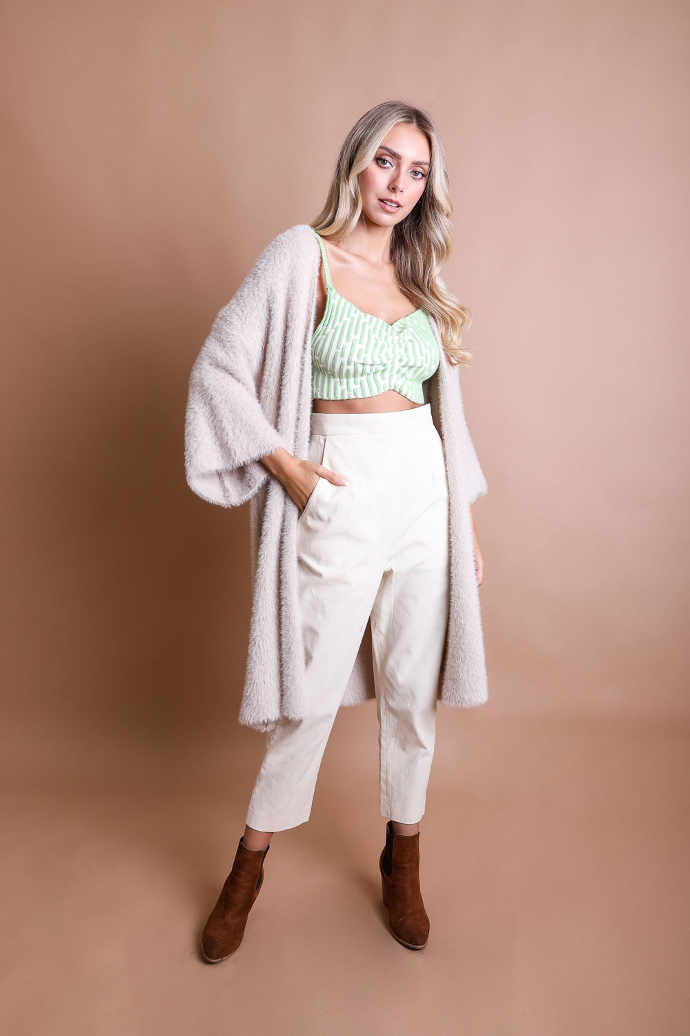 Black Luxe Faux Mohair Cardigan – Cozy Winter Essential