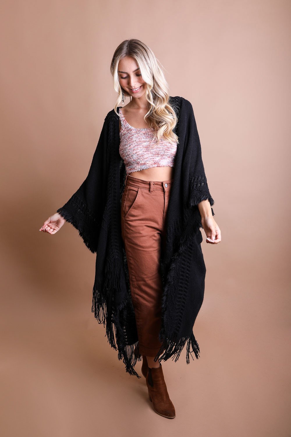 Beige Soft Ruana Poncho