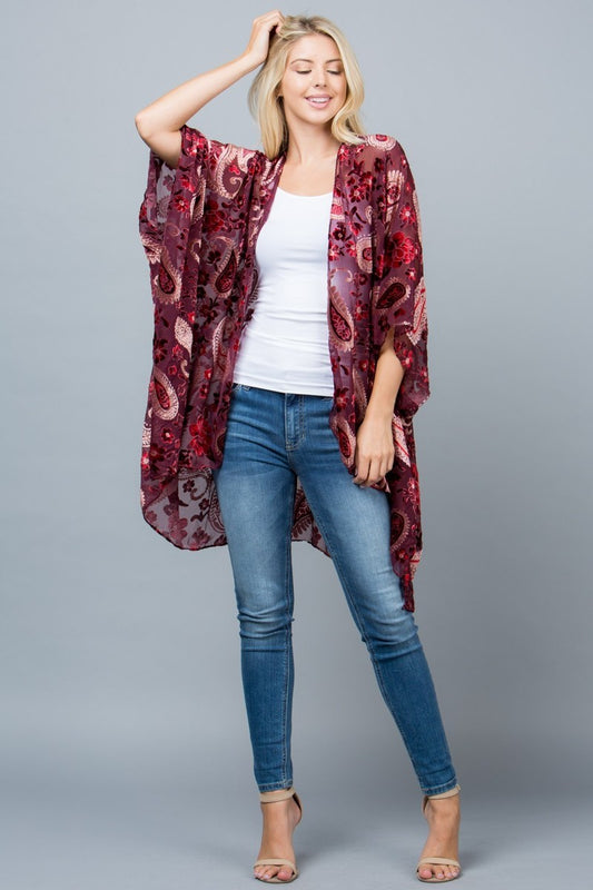 Paisley Velvet Burnout Kimono