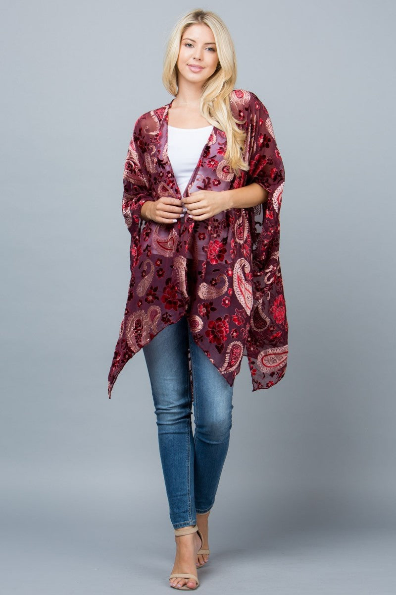 Paisley Velvet Burnout Kimono