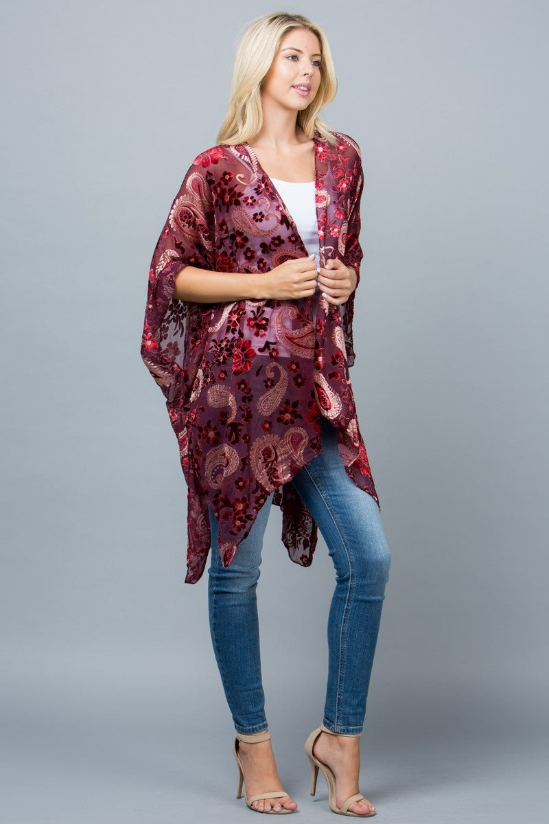 Paisley Velvet Burnout Kimono