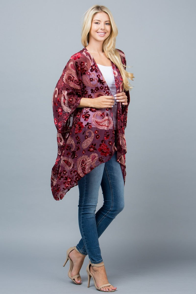 Paisley Velvet Burnout Kimono