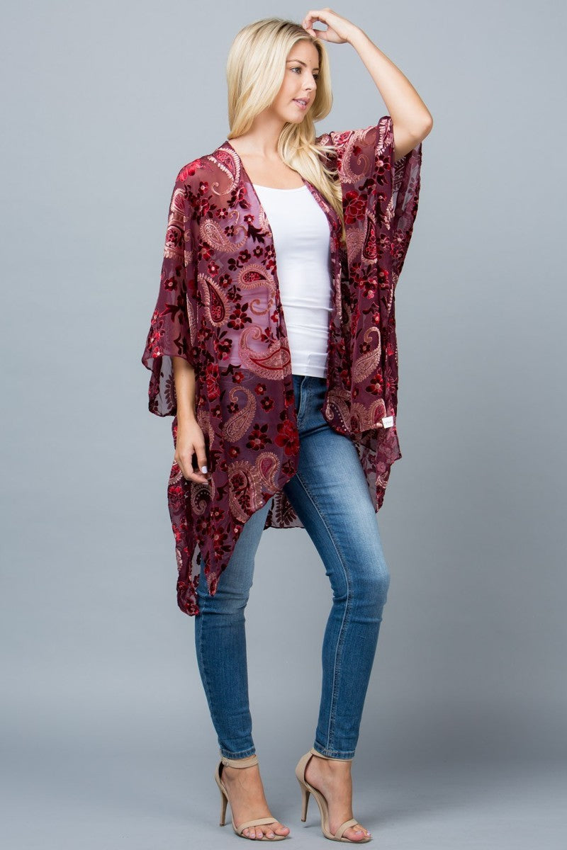 Paisley Velvet Burnout Kimono