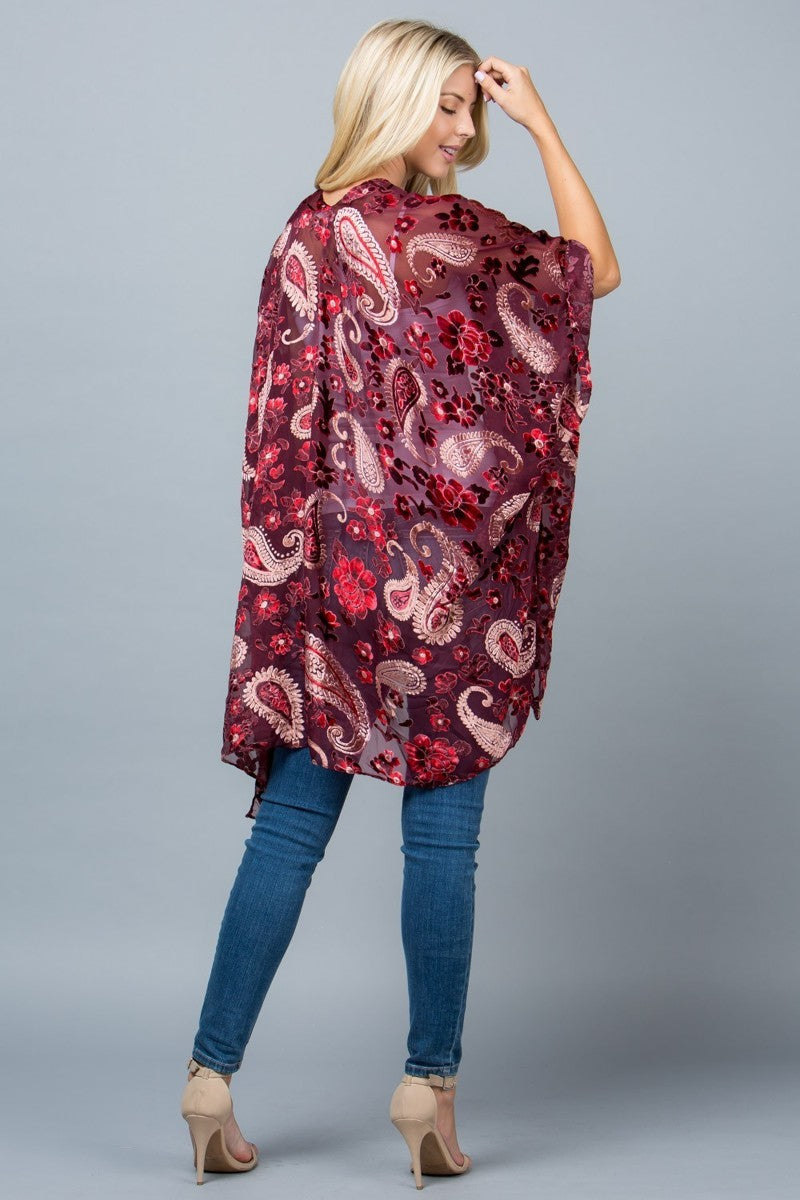 Paisley Velvet Burnout Kimono
