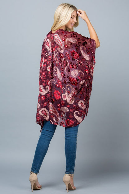 Paisley Velvet Burnout Kimono