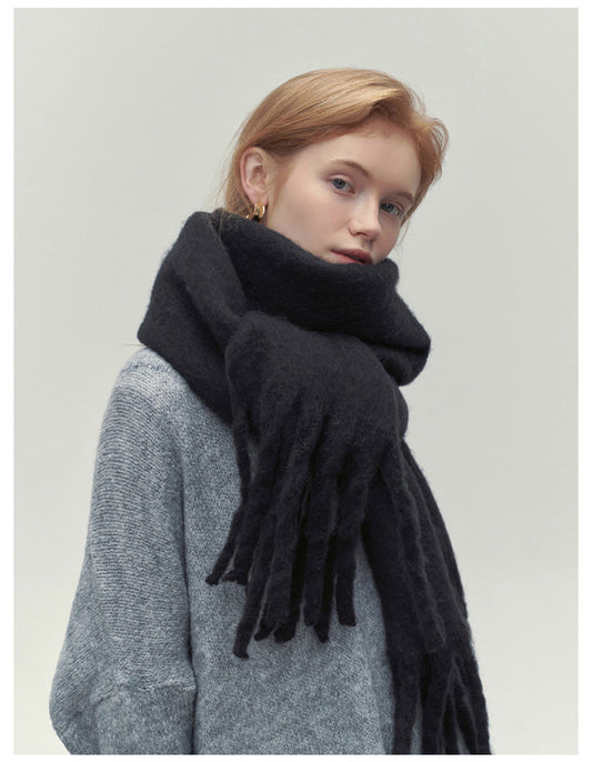 Black Mohair Winter Scarves