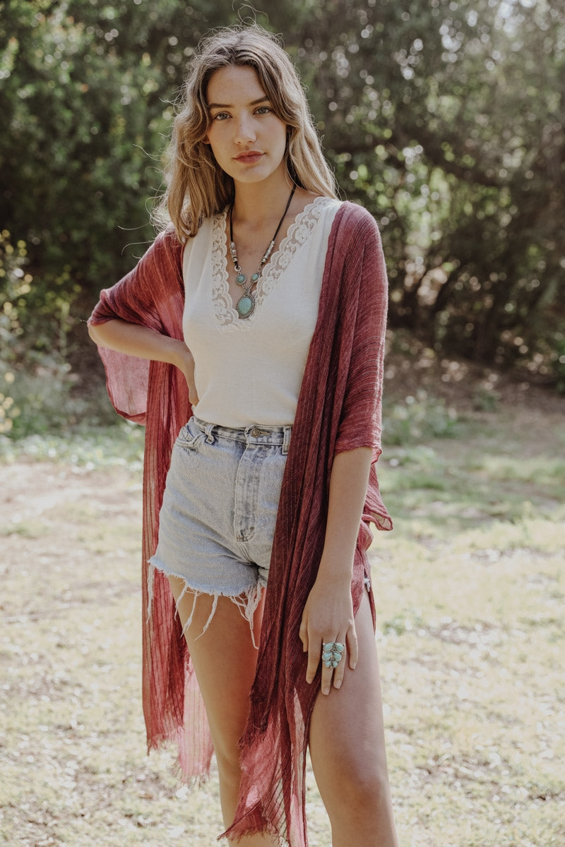 Blue Striped Kimono Duster
