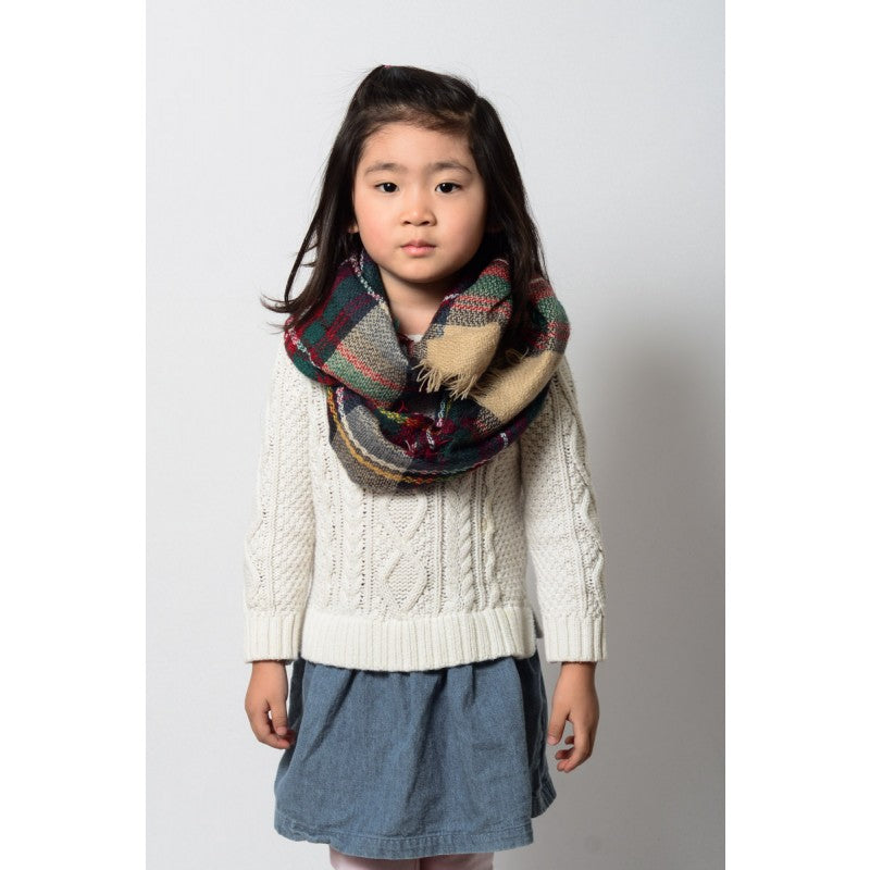 Kids Plaid Blanket Infinity Scarf - Khaki Red - Bean Concept - Etsy