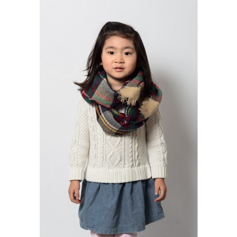 Kids Plaid Blanket Infinity Scarf - Khaki Red - Bean Concept - Etsy