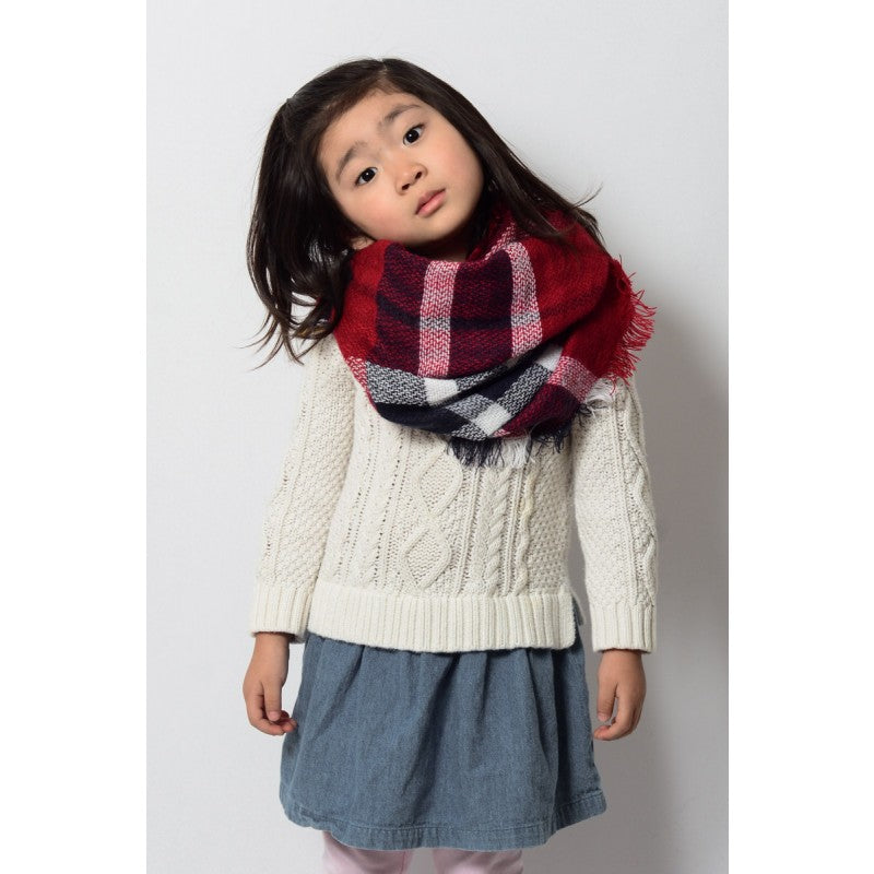 Kids Plaid Blanket Infinity Scarf - Khaki Red - Bean Concept - Etsy