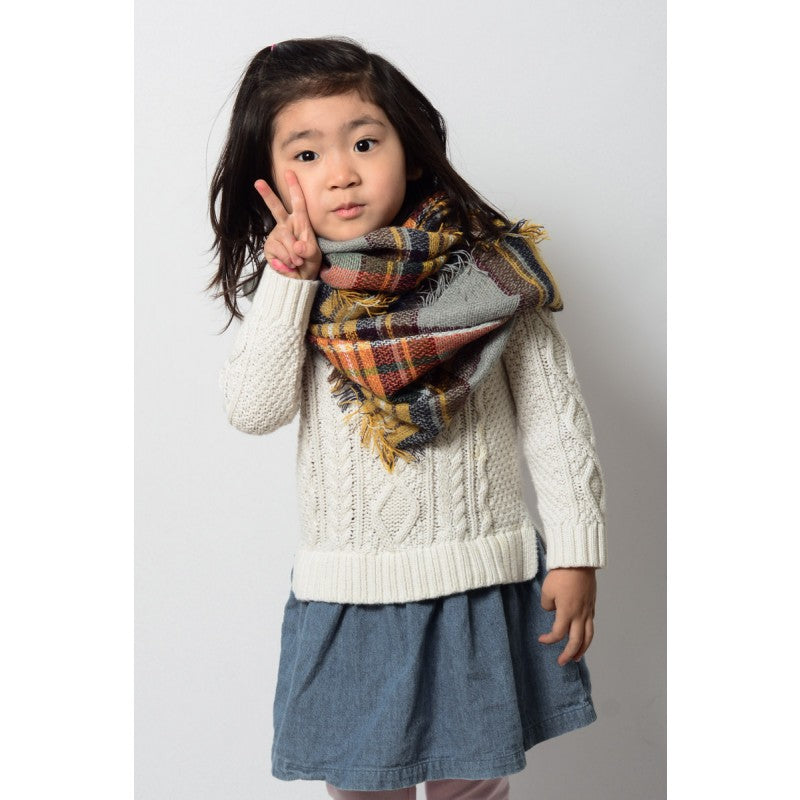 Kids Plaid Blanket Infinity Scarf - Green Navy - Bean Concept - Etsy