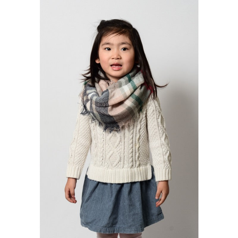 Kids Plaid Blanket Infinity Scarf - Khaki Red - Bean Concept - Etsy