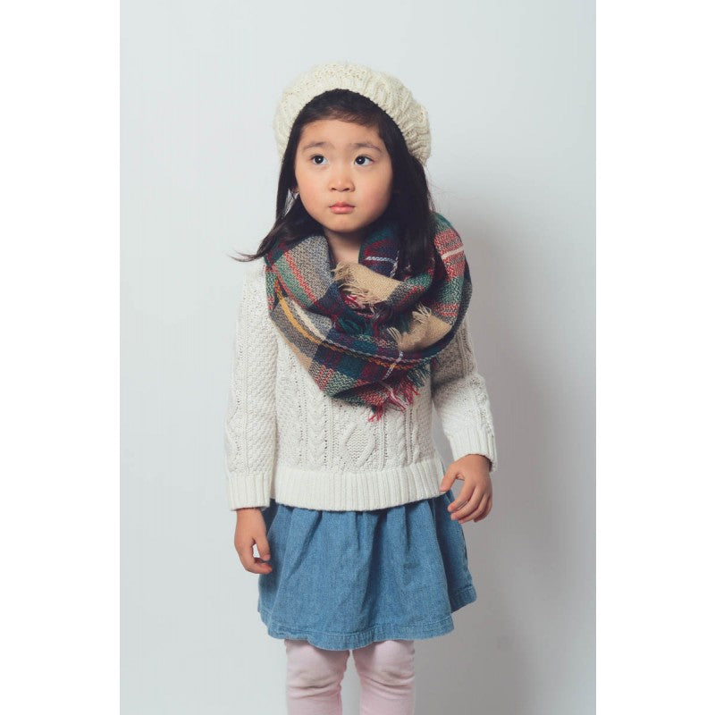Kids Plaid Blanket Infinity Scarf - Green Navy - Bean Concept - Etsy