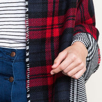 Oversized Reversible Plaid Blanket Scarf - Bean Concept - Etsy