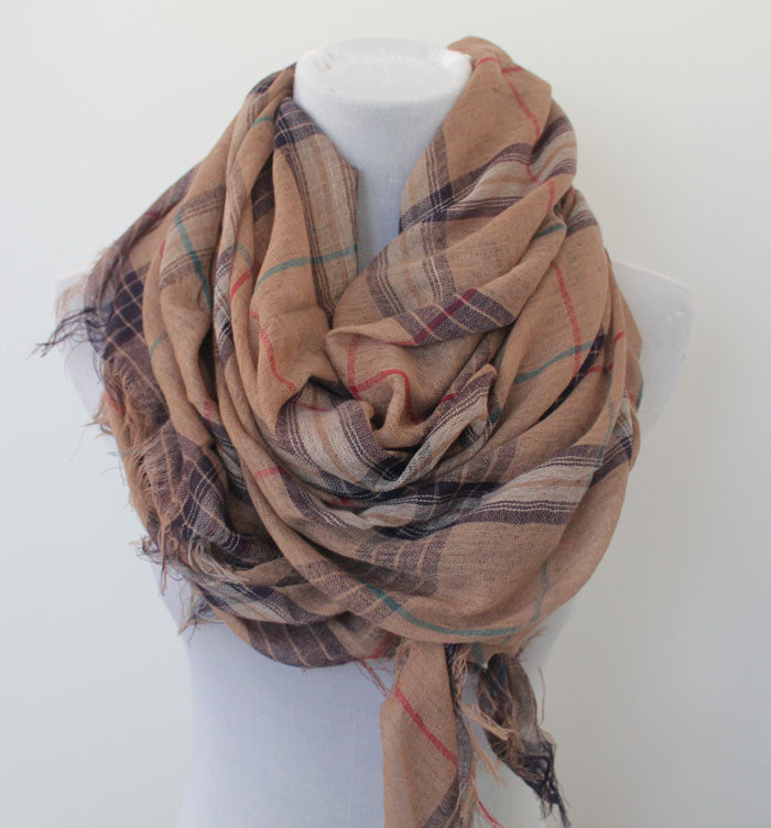 Plaid Classic Multihued Plaid Scarf with Baby Fringes - Bean Concept - Etsy
