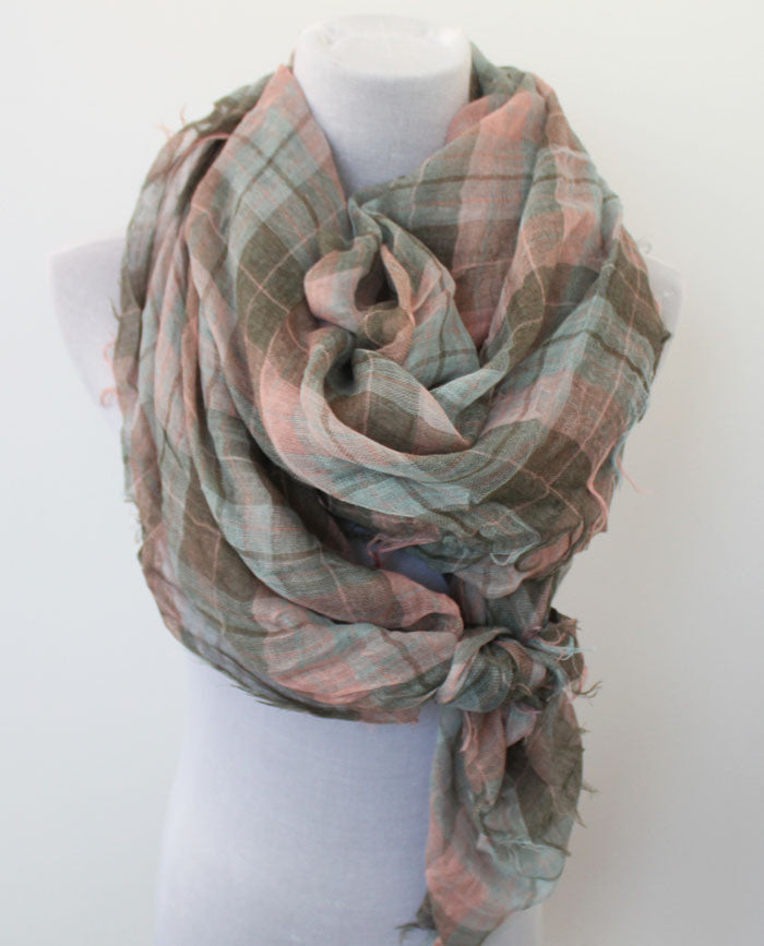 Plaid Classic Multihued Plaid Scarf with Baby Fringes - Bean Concept - Etsy