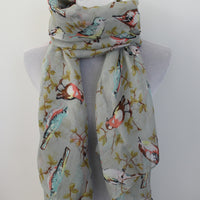 Gray Bird on Tree Branch Scarf - Bean Concept - Etsy
