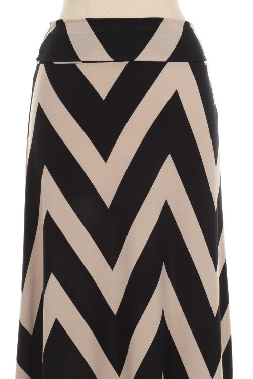 Khaki Chevron Maxi Skirt - Bean Concept - Etsy