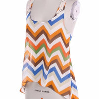 Summer Chevron Print Tank Top with Lace Trim - Bean Concept - Etsy
